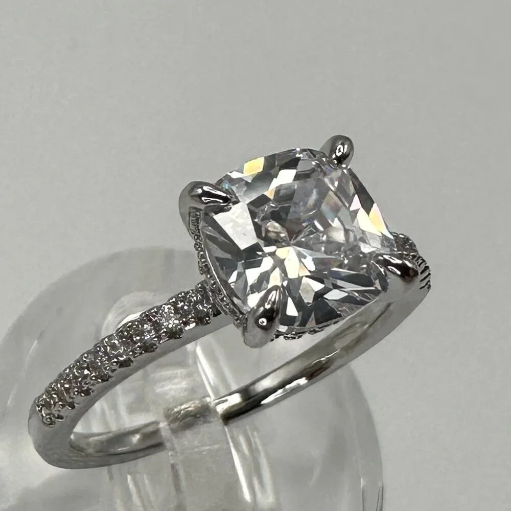 Womens Silver Plated Brass Ring Cubic Zirconia
